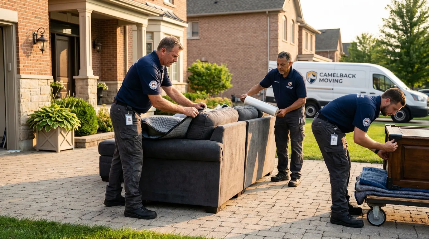 Large estate moving crew wrapping furniture in Baxley, GA