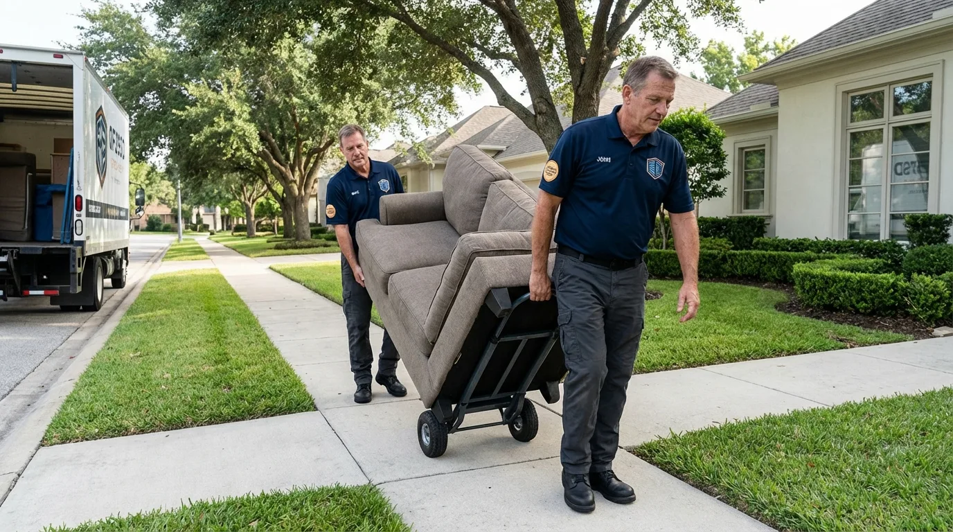 Local residential moving crew loading furniture in Baxley, GA