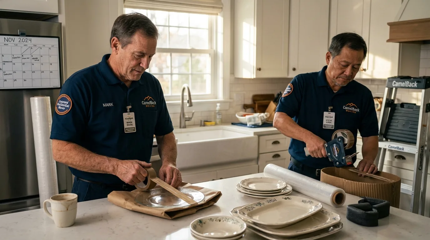 Professional crew packing kitchen dishware in Baxley, GA